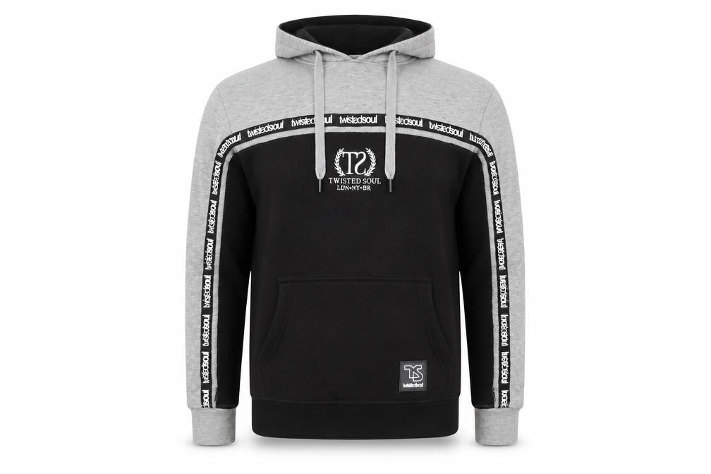 Twisted Soul Men's Grey Black Pullover Hoodie Size S Logo Graphic