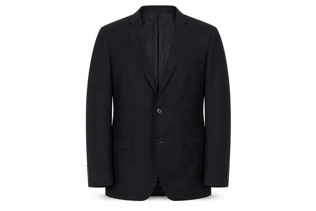 Burton Mens Black Wool Blend Blazer Jacket 42R Notch Lapel Business