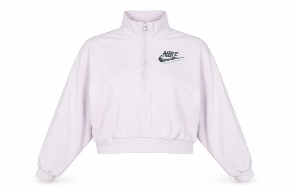 Nike Women’s Pink 1/2 Zip Sweatshirt L Loose Fit Logo Pullover