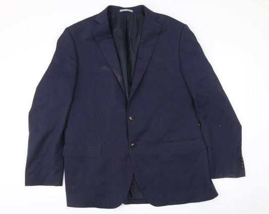 Marks and Spencer Mens Blue Blazer Jacket 44L Regular Fit Wool Blend