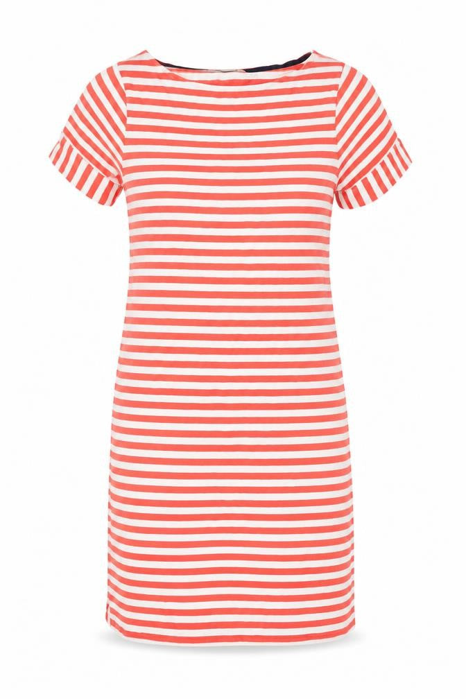 Boden Women Red Striped Cotton Shift Dress UK 8 Short Sleeve