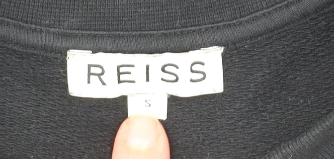 Reiss Men's Black Cotton Crew Neck Pullover Sweatshirt Size S