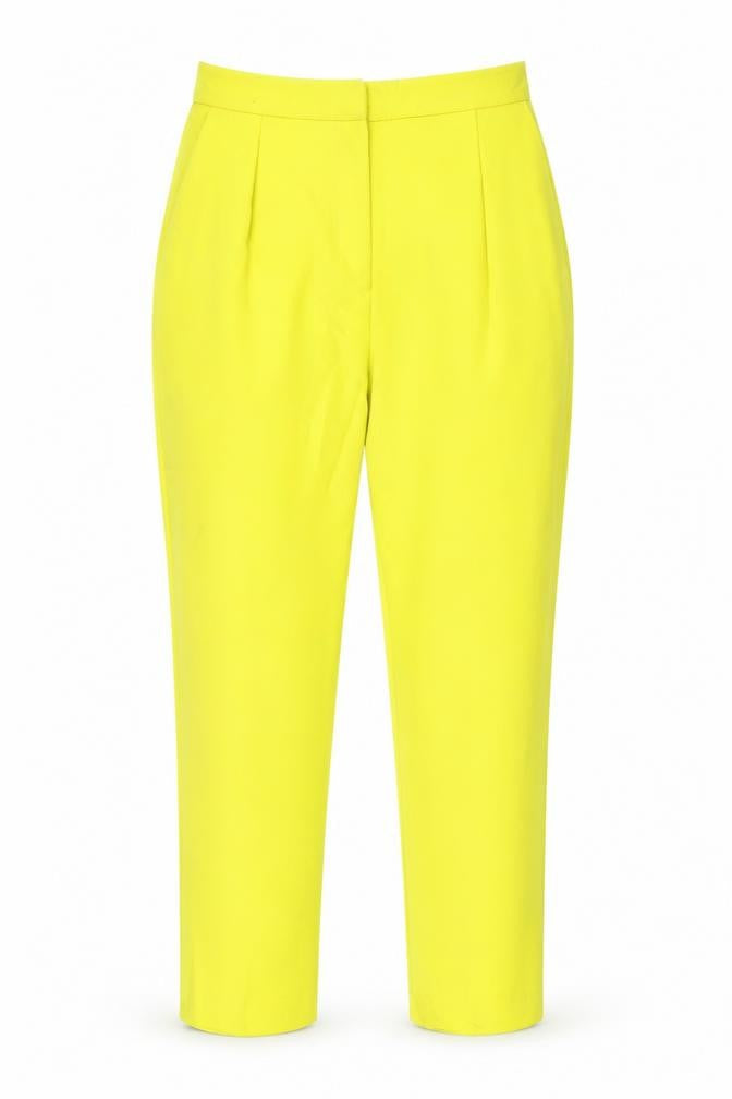 Topshop Women Yellow Slim Tapered Trousers UK 6 Polyester Blend