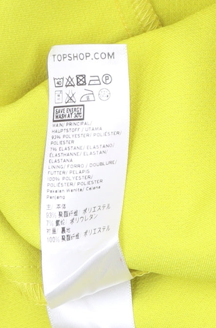 Topshop Women Yellow Slim Tapered Trousers UK 6 Polyester Blend
