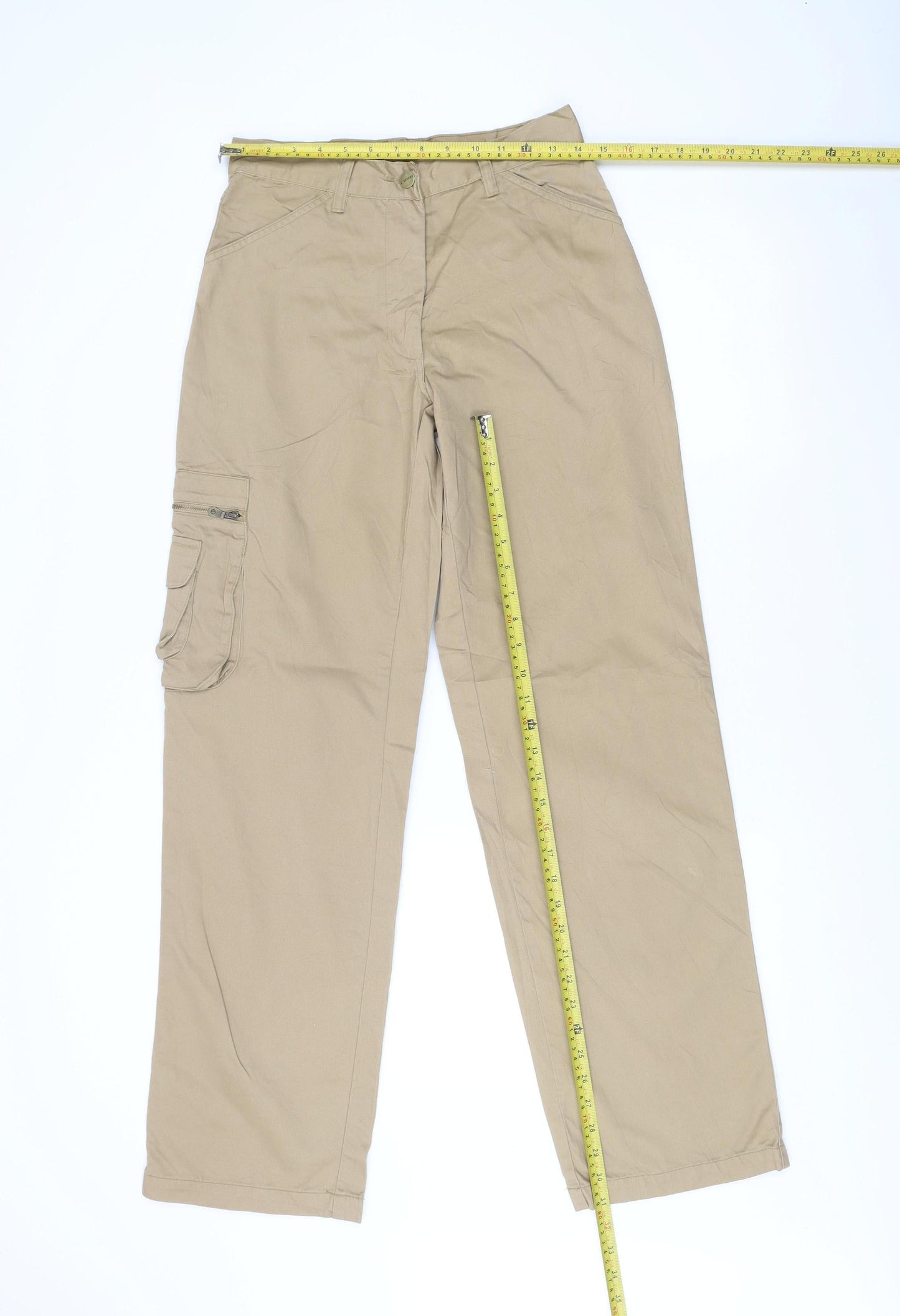 J'ESPERE Mens Beige Cargo Trousers Size S 36/38 Casual Straight