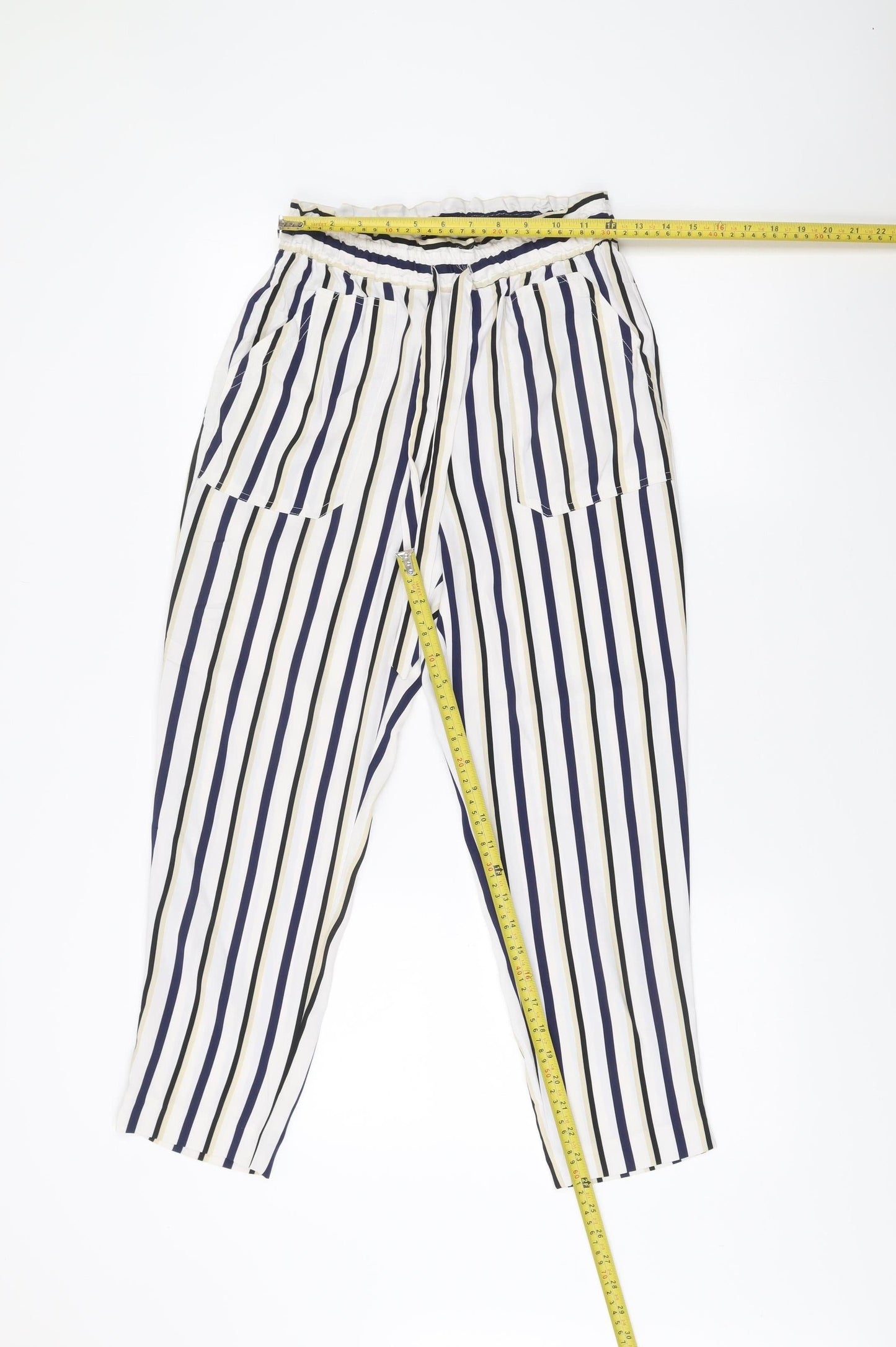 Zara Women XS Striped Lightweight Relaxed Trousers Multicoloured