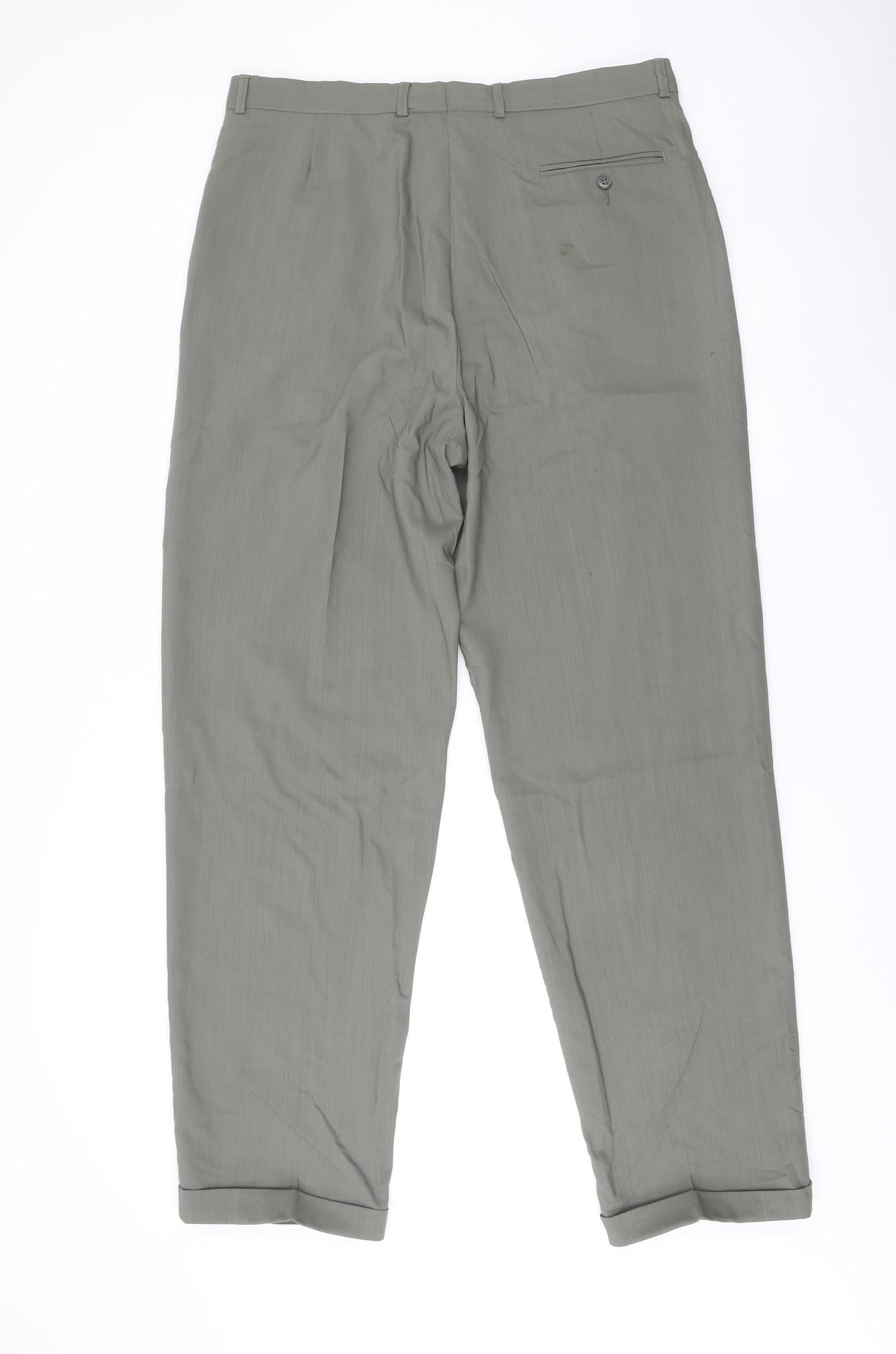 Jaeger Mens Grey Wool Dress Pants Trousers XL 38W Pleated Formal