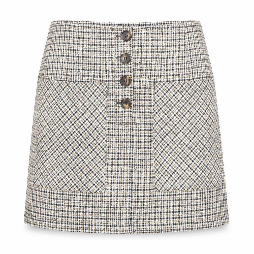 Topshop Womens Skirt UK 10 Multicoloured Tweed Check Button Mini
