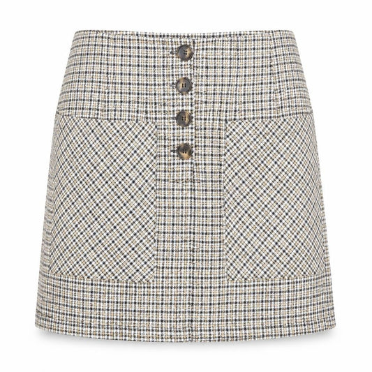 Topshop Womens Skirt UK 10 Multicoloured Tweed Check Button Mini