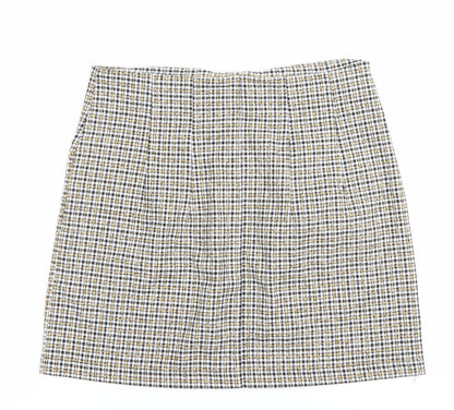 Topshop Womens Skirt UK 10 Multicoloured Tweed Check Button Mini