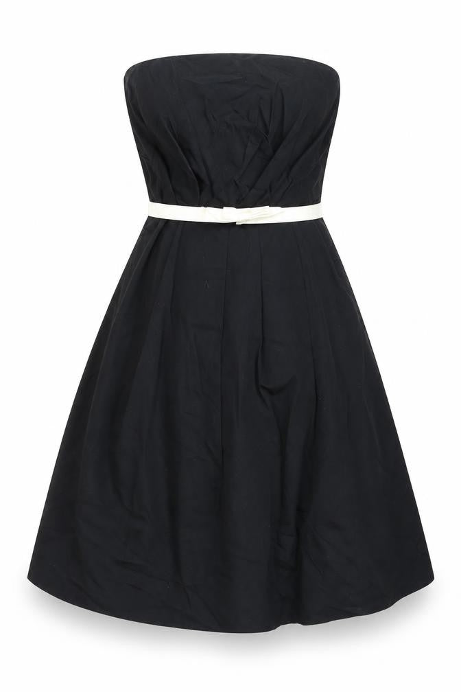 Oasis Womens Black Strapless A-Line Dress Size 12 Belted Cocktail