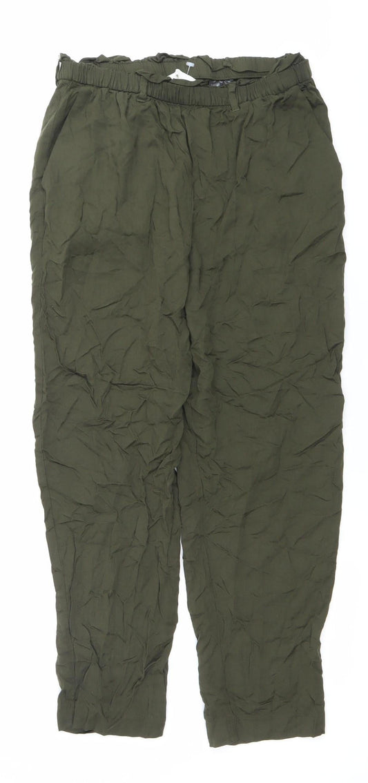 H&M Women’s Green Viscose Jogger Trousers Size 10 Relaxed Fit