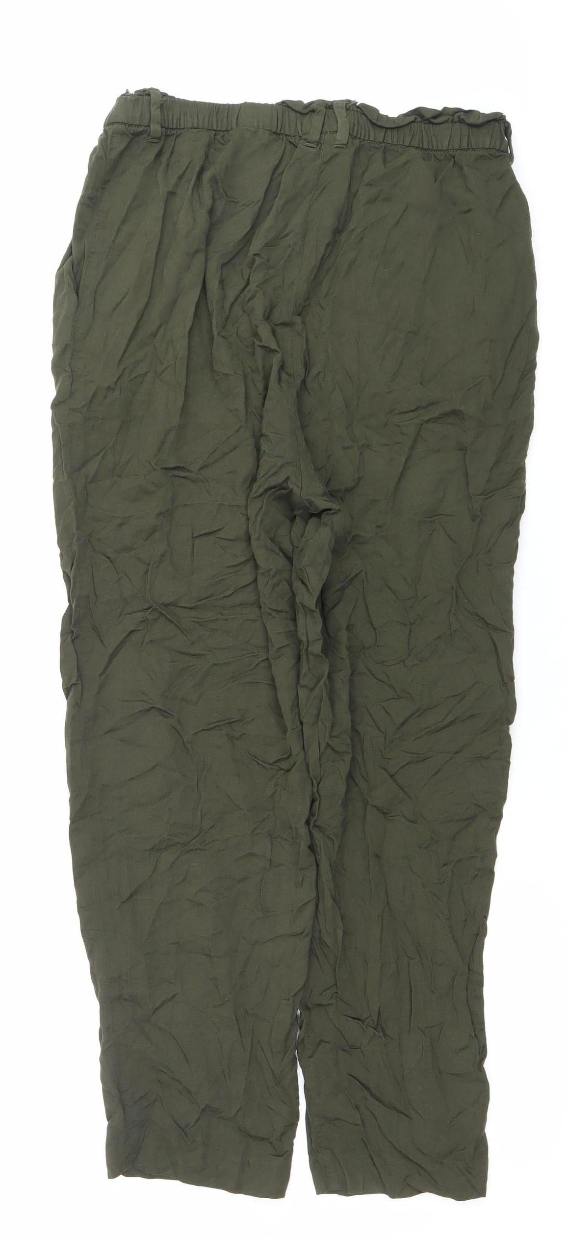 H&M Women’s Green Viscose Jogger Trousers Size 10 Relaxed Fit