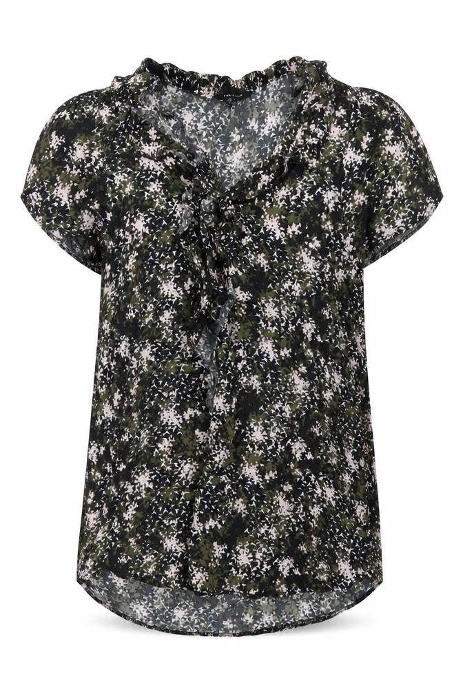 New Look Womens Multicoloured Floral Ruffle Tie Blouse Size 12