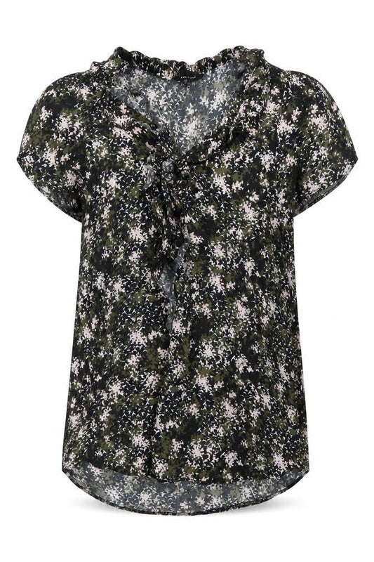 New Look Womens Multicoloured Floral Ruffle Tie Blouse Size 12