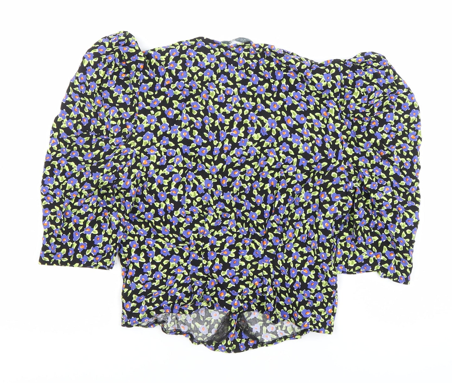 Michelle Keegan Womens Multicoloured Floral Blouse Size 8 Puff Sleeve