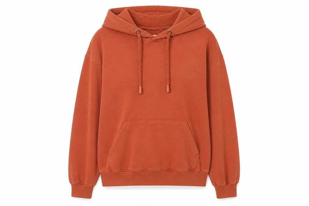 Mango Unisex Orange Pullover Hoodie M Embroidered Logo Casual