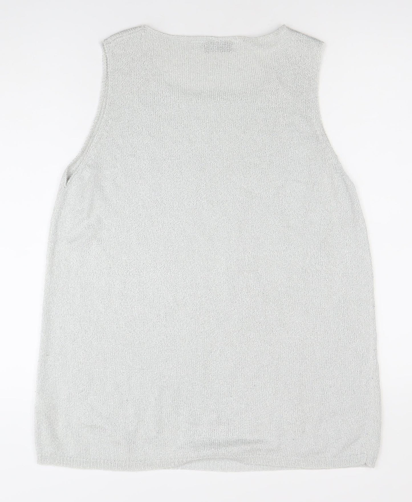 Marks and Spencer Women’s Silver Knit Tank Top Size 18 Sleeveless Scoop Neck