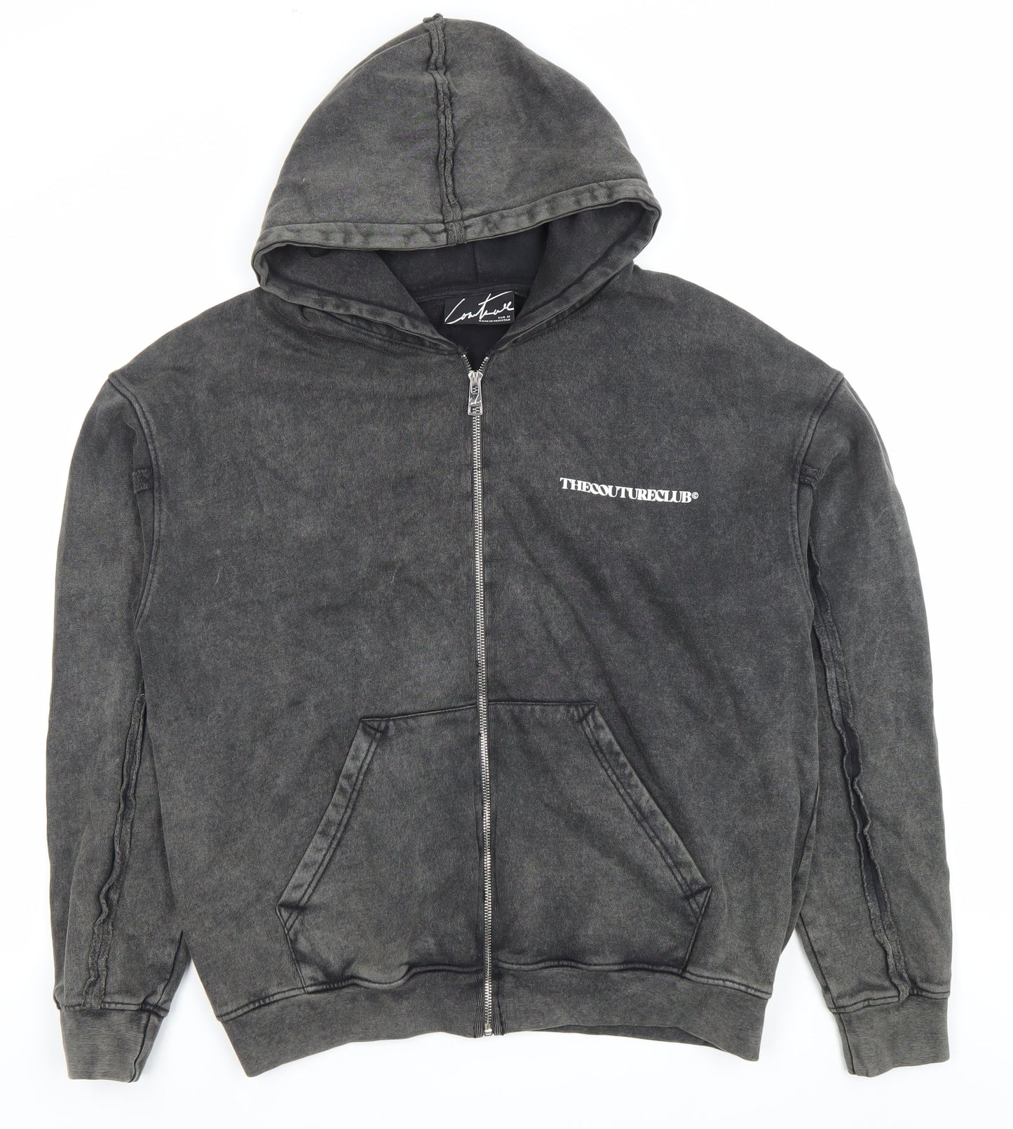 Couture Men’s Black Full Zip Hoodie Size M Cotton Logo Sweatshirt