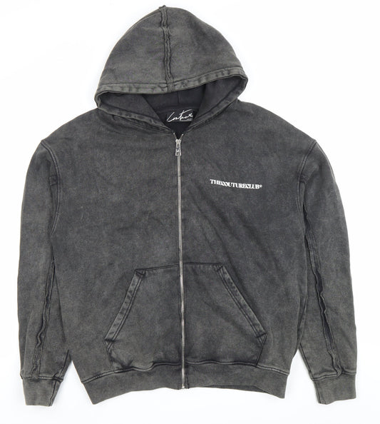 Couture Men’s Black Full Zip Hoodie Size M Cotton Logo Sweatshirt