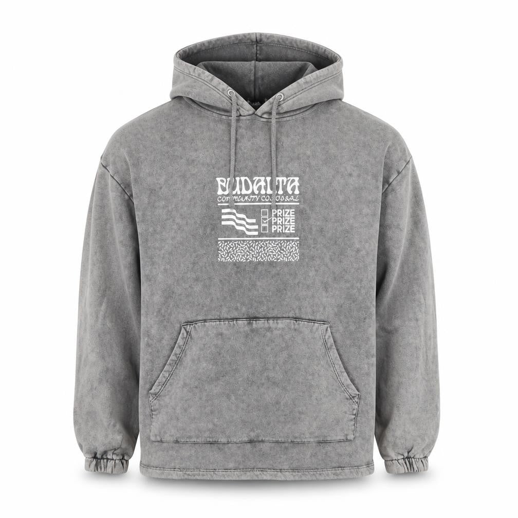 ASOS DESIGN Mens Grey Pullover Hoodie M Graphic Print Hooded Sweatshirt