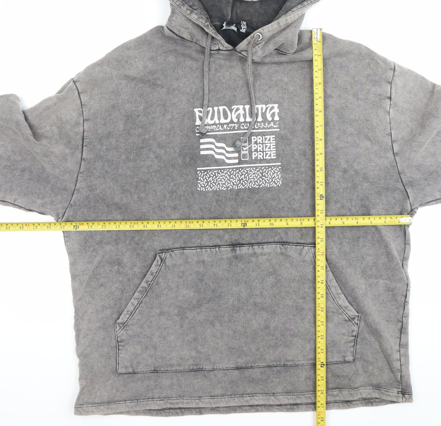 ASOS DESIGN Mens Grey Pullover Hoodie M Graphic Print Hooded Sweatshirt