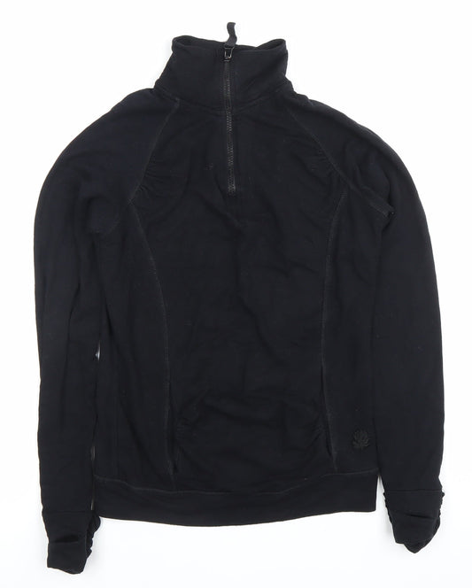Calmia Womens Black Slim Fit 1/4 Zip Pullover Sweatshirt Size S