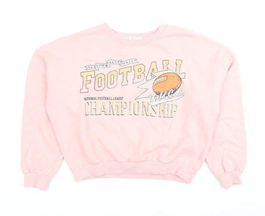 NET Ladies Women’s Pink Football Graphic Pullover Sweatshirt M