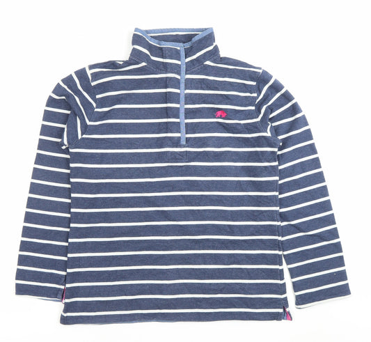 Raging Bull Women’s Blue Striped 1/4 Zip Sweatshirt Size 12 Cotton Blend