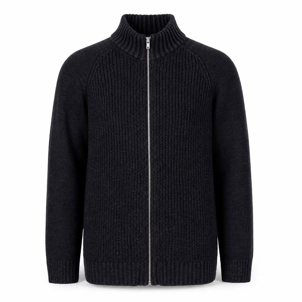 Porter + Ash Men’s Black Cotton Full Zip Jumper Size M High Neck