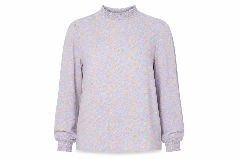 VILA Women’s Blue Floral Long Sleeve Tunic Blouse Size L