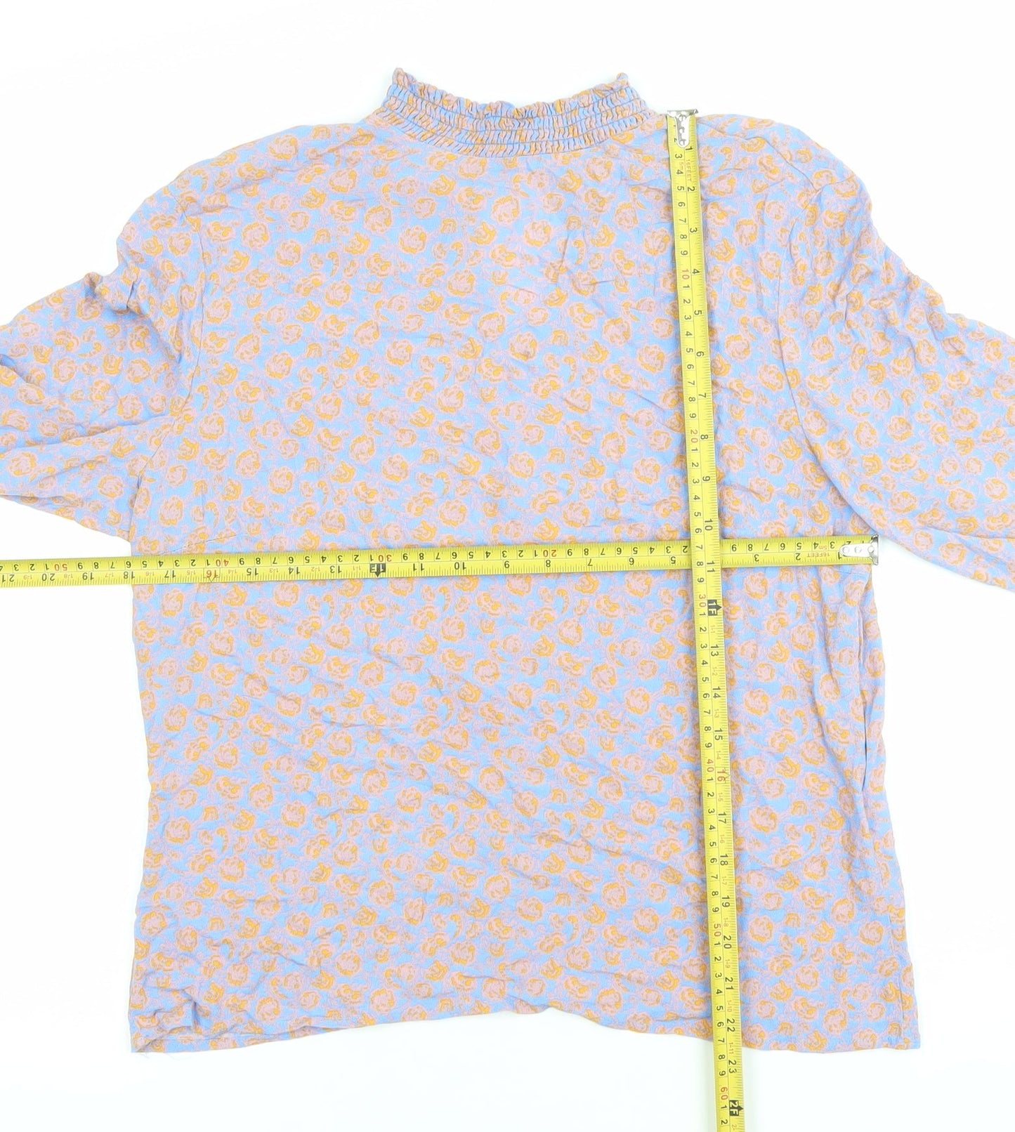 Vila Women’s Blue Floral Long Sleeve Tunic Blouse Size L