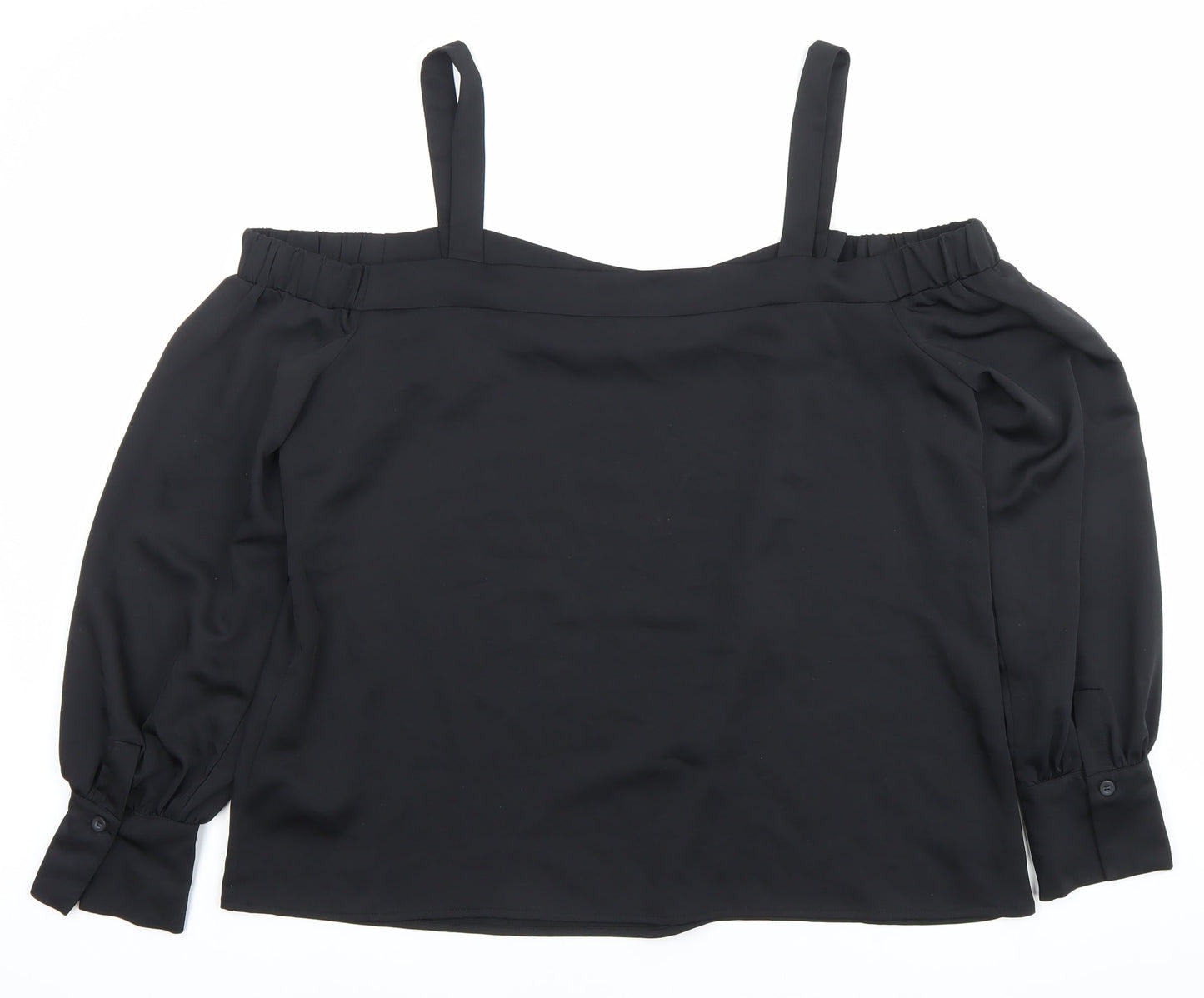 Warehouse Womens Black Size 18 Off Shoulder Long Sleeve Blouse