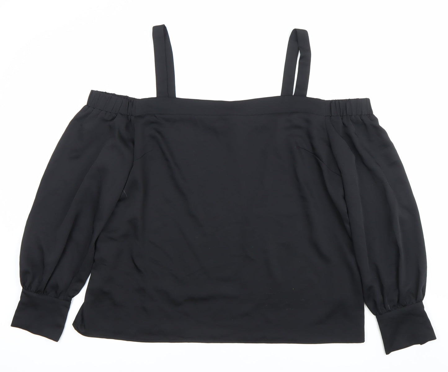 Warehouse Womens Black Size 18 Off Shoulder Long Sleeve Blouse