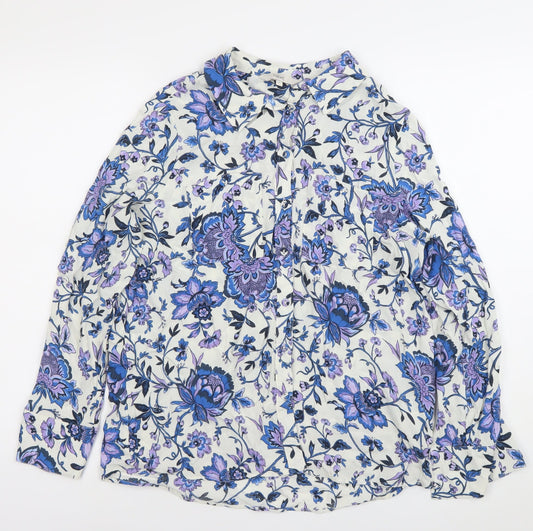 Next Women’s Multicoloured Floral Viscose Blouse UK 12 Long Sleeve