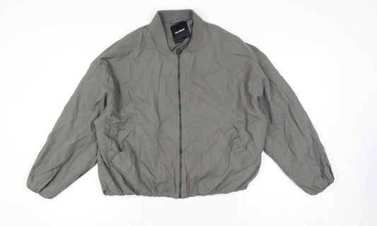 Pull&Bear Women’s Grey Bomber Jacket Size 12 Full Zip Casual
