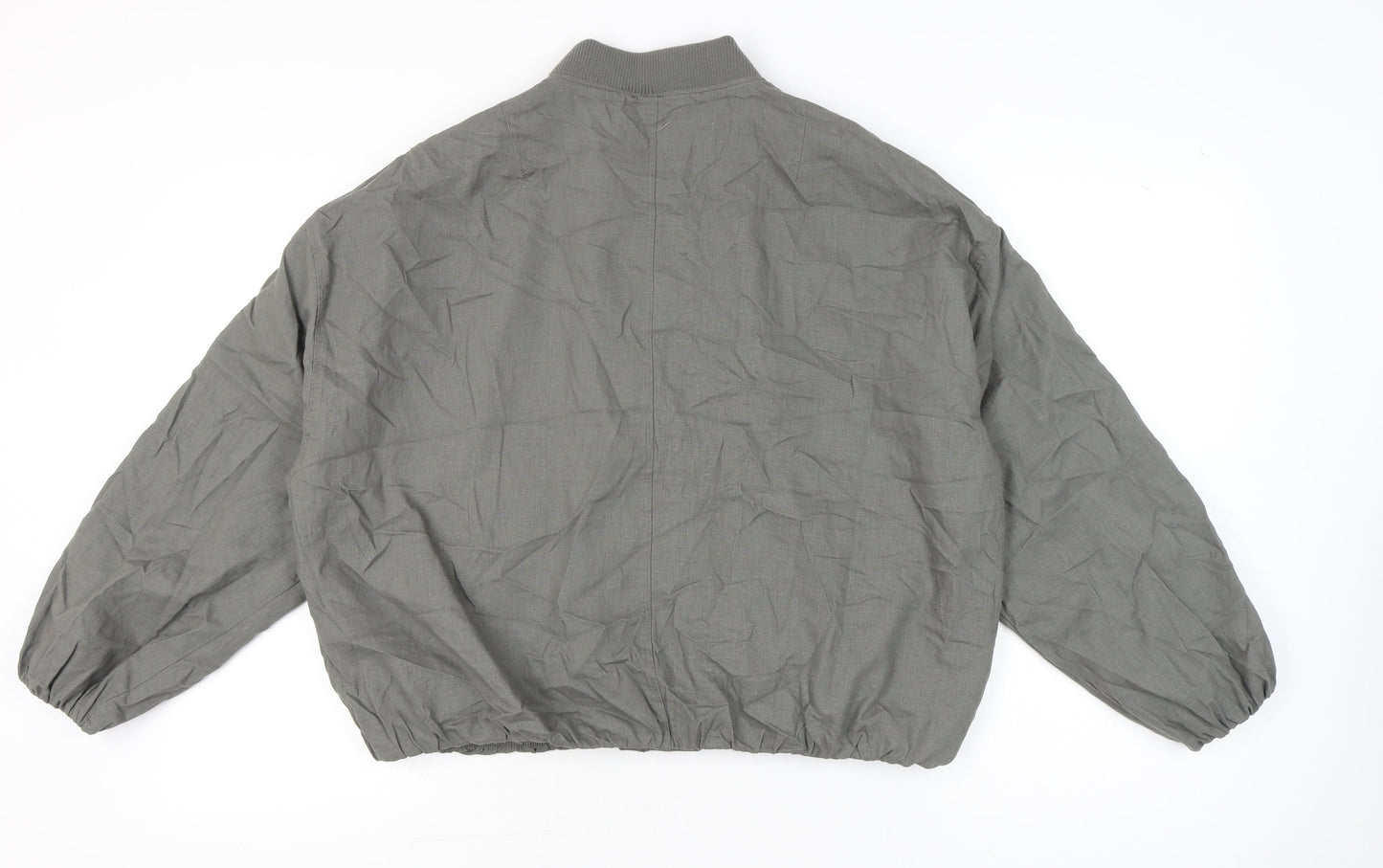 Pull&Bear Women’s Grey Bomber Jacket Size 12 Full Zip Casual