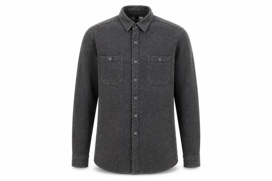 Topman Men's Grey Cotton Herringbone Button-Up Shirt S