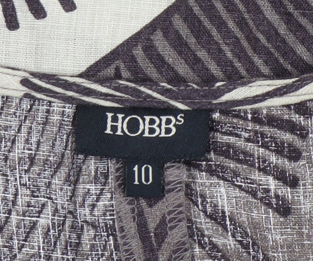 Hobbs Womens Brown Beige Linen Wrap Dress Size 10 Knee Length