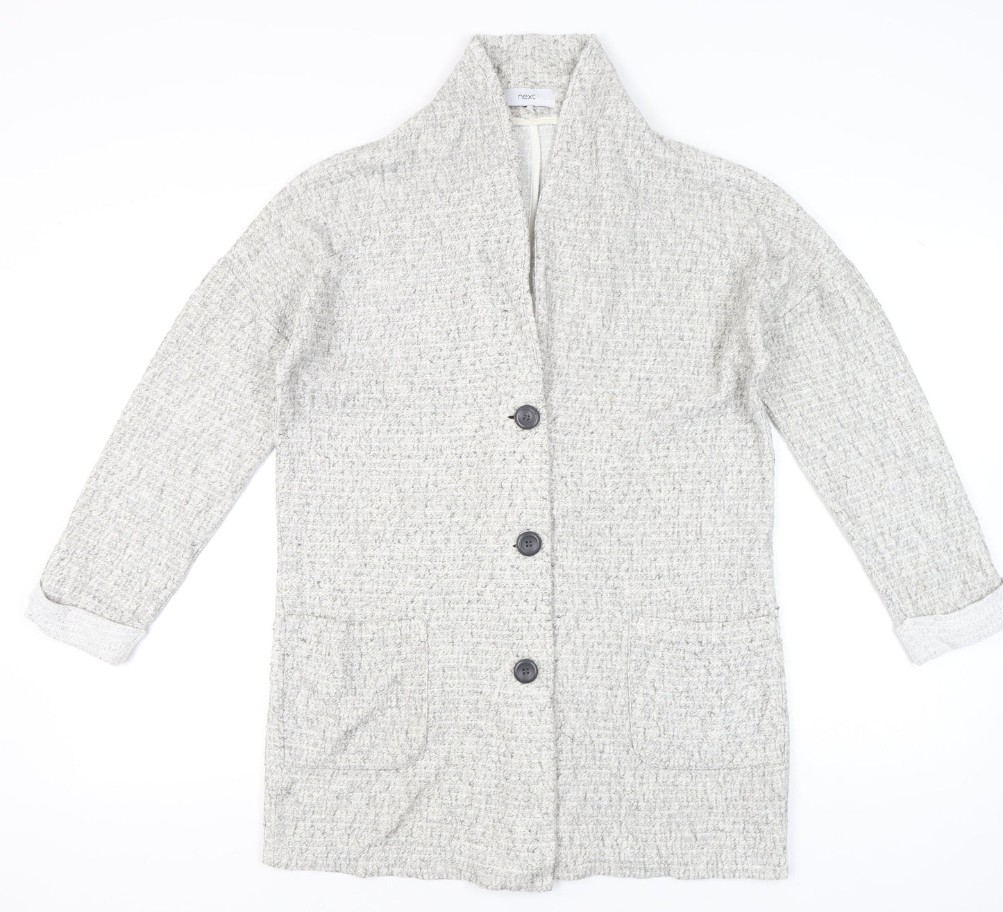 Next Women’s Grey Knit Cardigan UK 10 Long Sleeve Collared