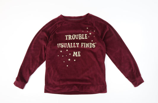 Harry Potter Women’s Red Velour Pyjama Top Size 10-12 Glitter Print