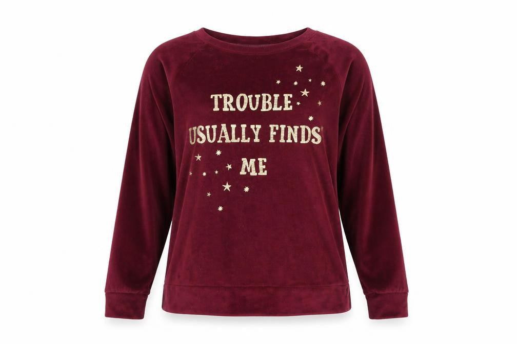 Harry Potter Women’s Red Velour Pyjama Top Size 10-12 Glitter Print