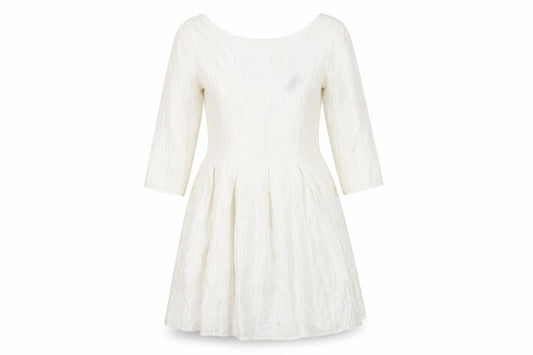 Topshop Women White Size 12 A-Line Knee Length Dress 3/4 Sleeve