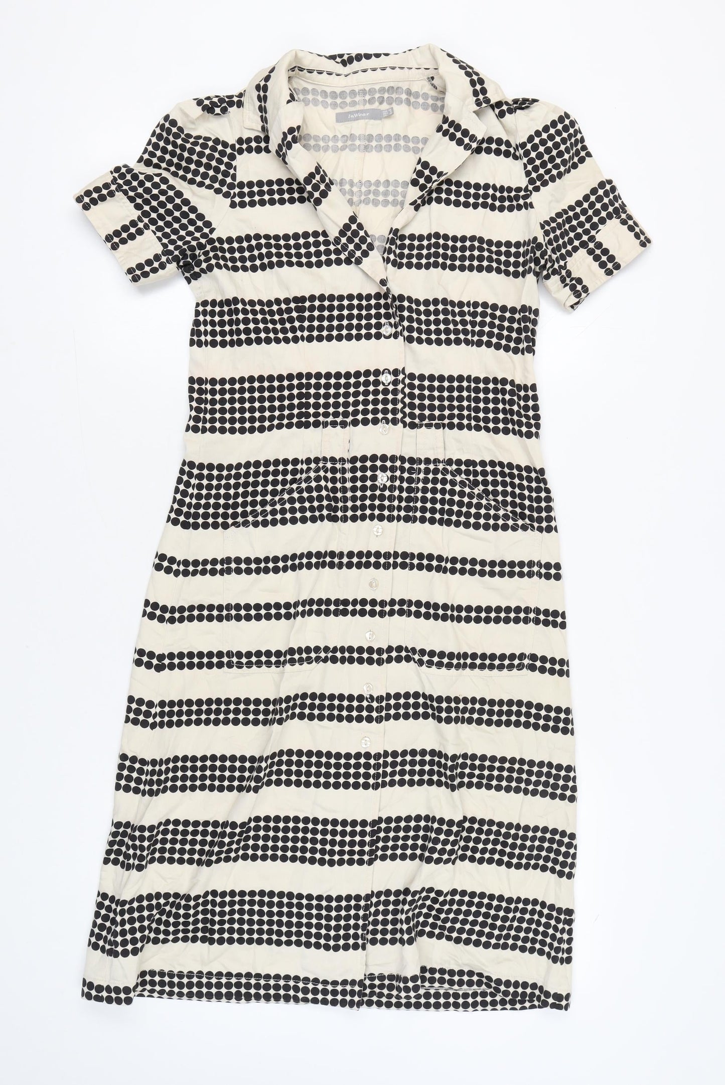 InWear Women’s Black White Shirt Dress Size 10 Cotton Modal