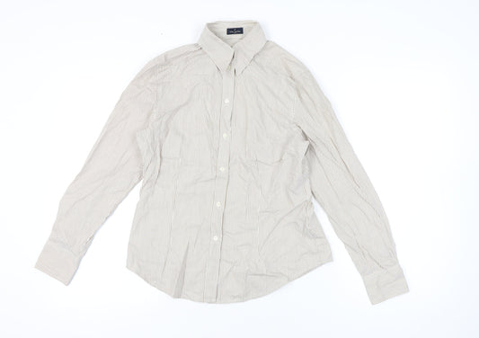 Daniel Hechter Women’s Beige Striped Button-Up Shirt Size 12