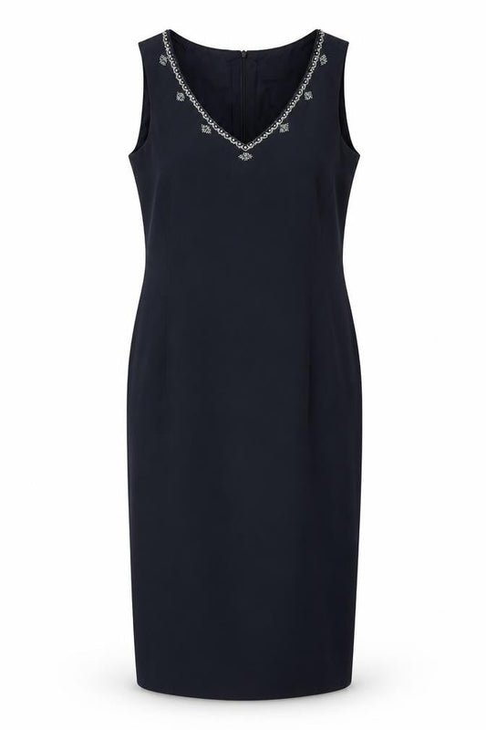 Country Casuals Women’s Black Silk Sheath Dress Size 12 V-Neck