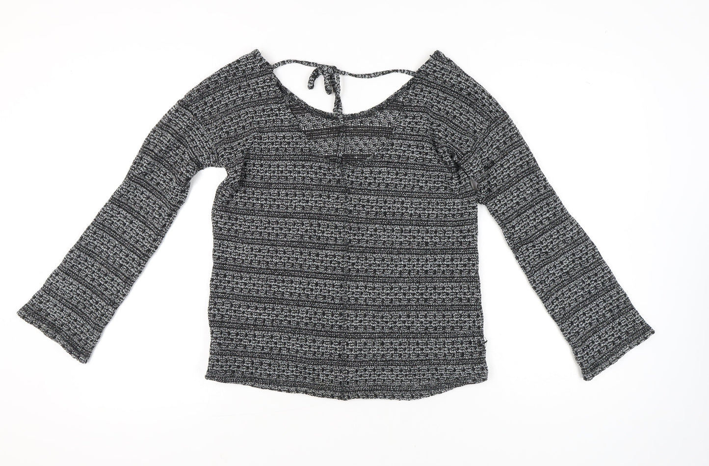 Next Women’s Grey Knit Pullover Jumper Size 16 Scoop Neck Long Sleeve