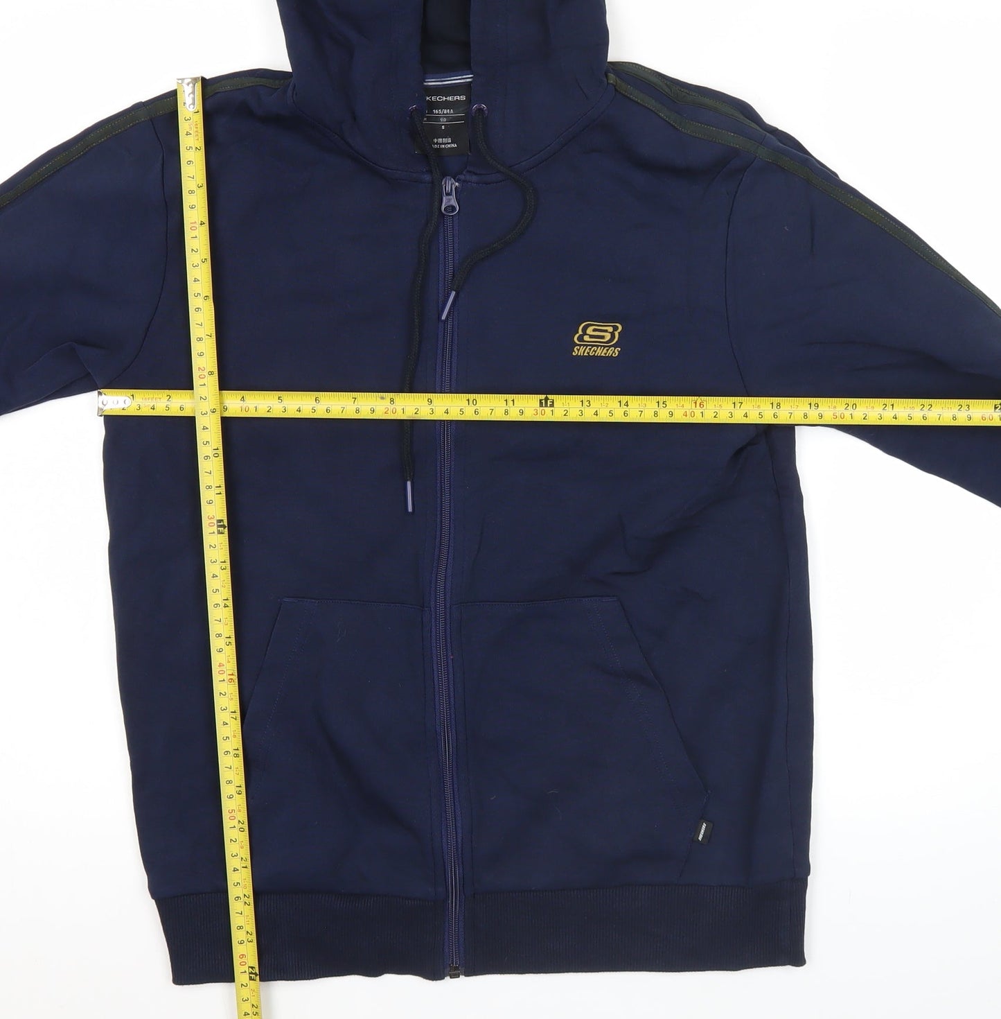 Skechers Men's Blue XS Full Zip Hoodie with Logo & Pockets