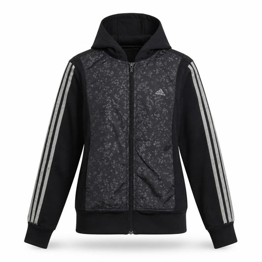 Adidas Womens Black Size 6 Full Zip Hooded Sports Hoodie Jacket