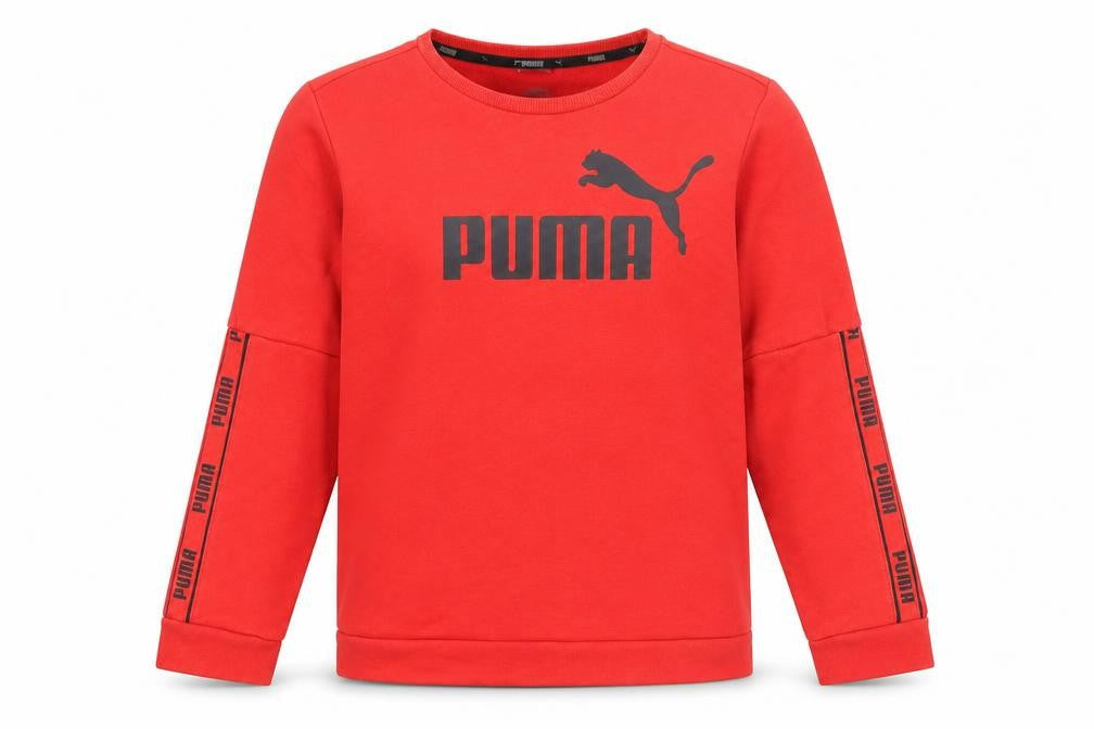 Puma Boys Red Sweatshirt 13-14 Years Crew Neck Pullover Logo Print